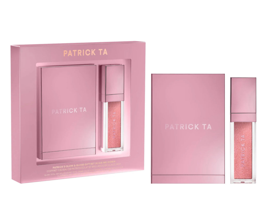PATRICK TA 
Patrick's Glow and Gloss Set: Major Headlines Blush Duo and Lip Gloss Makeup Gift Set